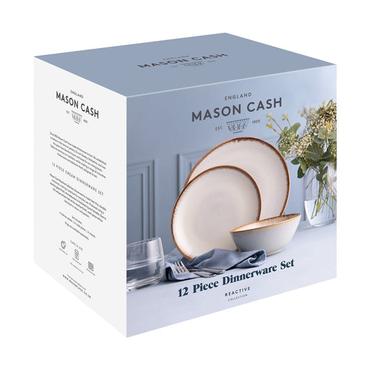 Reactive Glaze Cream 12 Piece Dinner Set