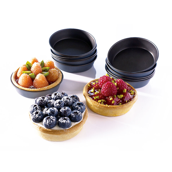 Matfer Bourgeat Exopan Flan Mould - 100mm, Non-Stick, Pack of 12 - Kitchenly