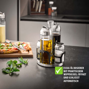Vinegar-oil and spice cruet stand KIPPO, 5-piece