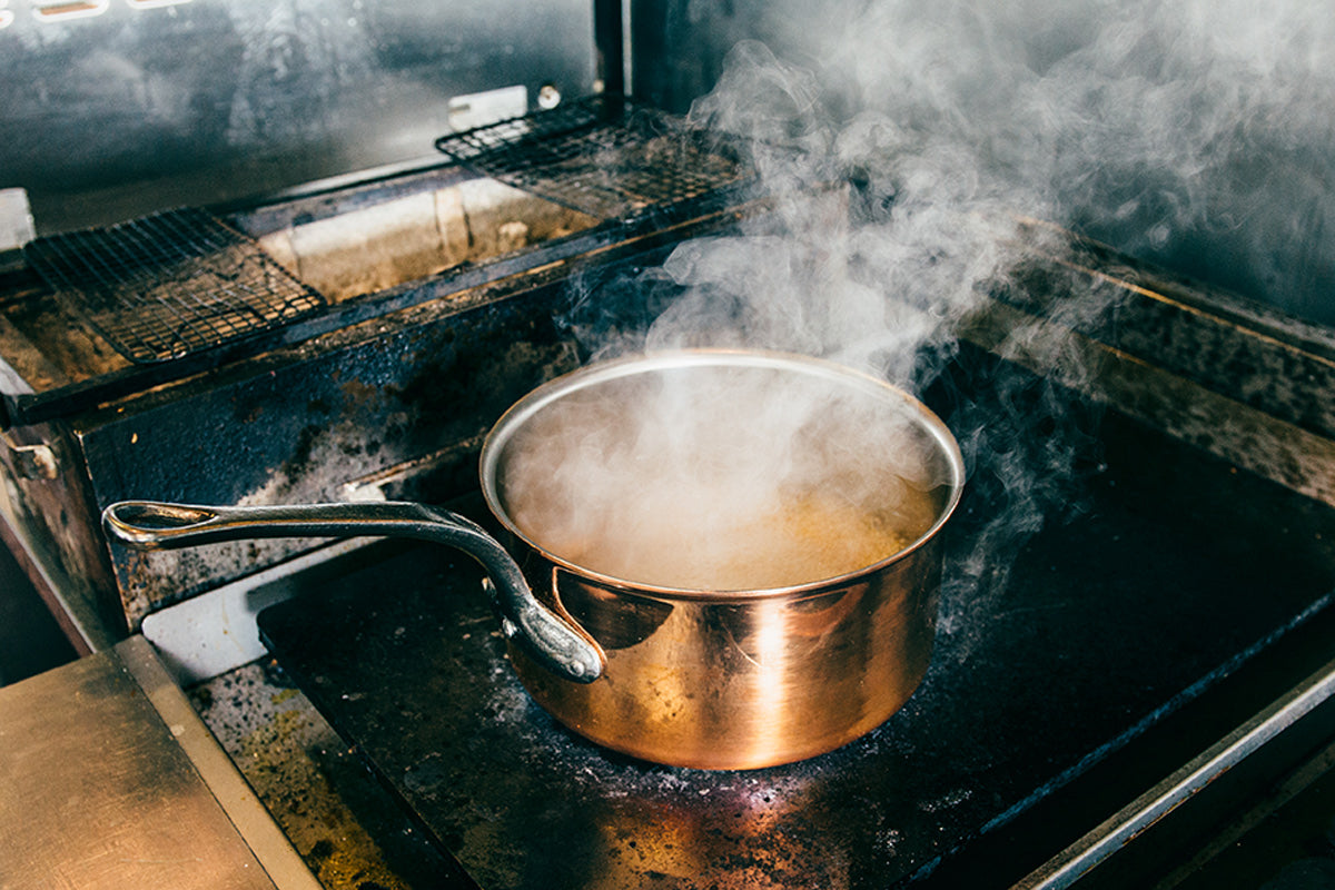 Matfer Bourgeat Copper Saucepan - 240mm, Stainless Steel Interior, Cast Iron Handle