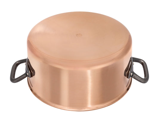 Matfer Bourgeat Copper Casserole - 280mm, Stainless Steel Interior, Cast Iron Handle