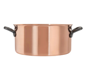 Matfer Bourgeat Copper Casserole - 280mm, Stainless Steel Interior, Cast Iron Handle