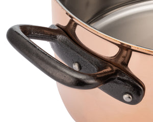 Matfer Bourgeat Copper Casserole - 280mm, Stainless Steel Interior, Cast Iron Handle