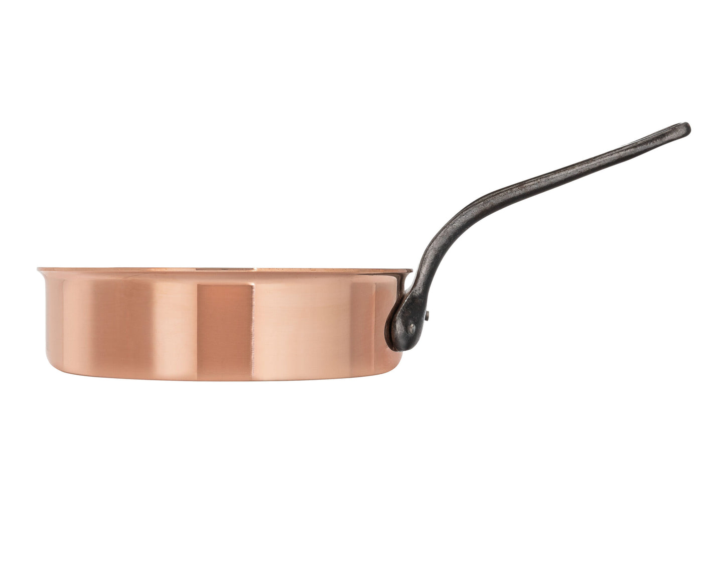 Matfer Bourgeat Copper Saute Pan - 240mm, Stainless Steel Interior, Cast Iron Handle
