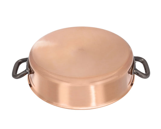 Matfer Bourgeat Copper Sauteuse - 280mm, Stainless Steel Interior, Cast Iron Handle