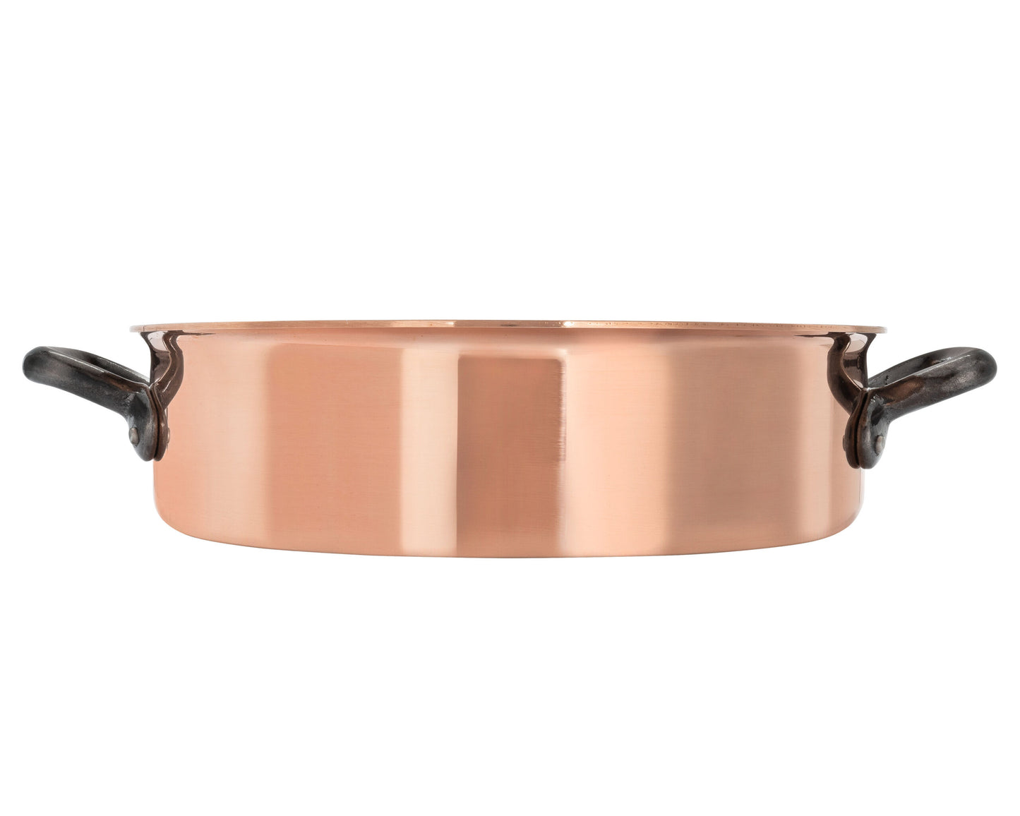 Matfer Bourgeat Copper Sauteuse - 240mm, Stainless Steel Interior, Cast Iron Handles