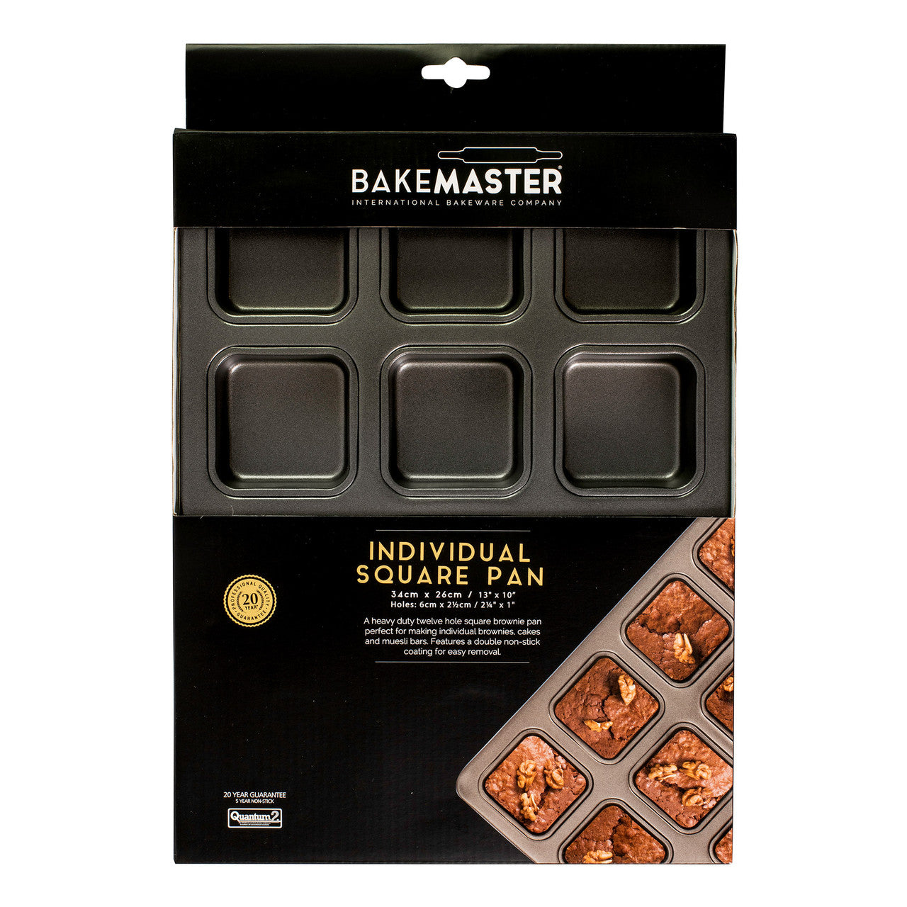 12 Cup Square Brownie Pan, 34 x 26cm/6 x 2.5cm - Non-stick