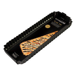 Loose Base Fluted Rectangular Flan/Quiche Pan, 36 x 13 x 3.5cm - Non-stick