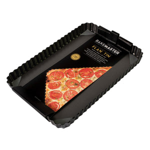 Loose Base Fluted Rectangular Flan/Quiche Pan, 31 x 21 x 3.5cm - Non-stick