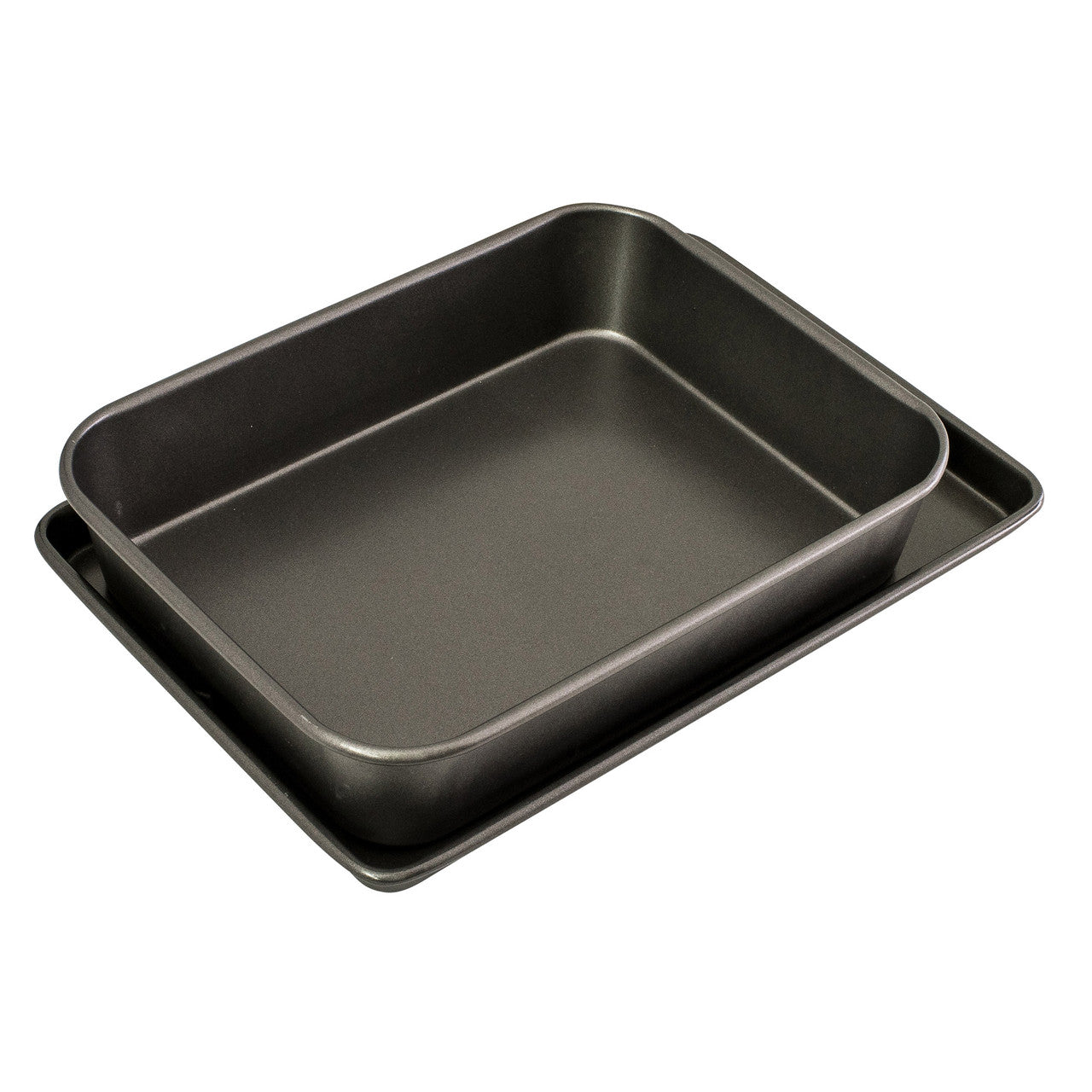 Bakeware Twin Pack (Roasting Pan/Oven Tray), 34 x 26 x 7cm & 39 x 27 x 2cm - Non-stick