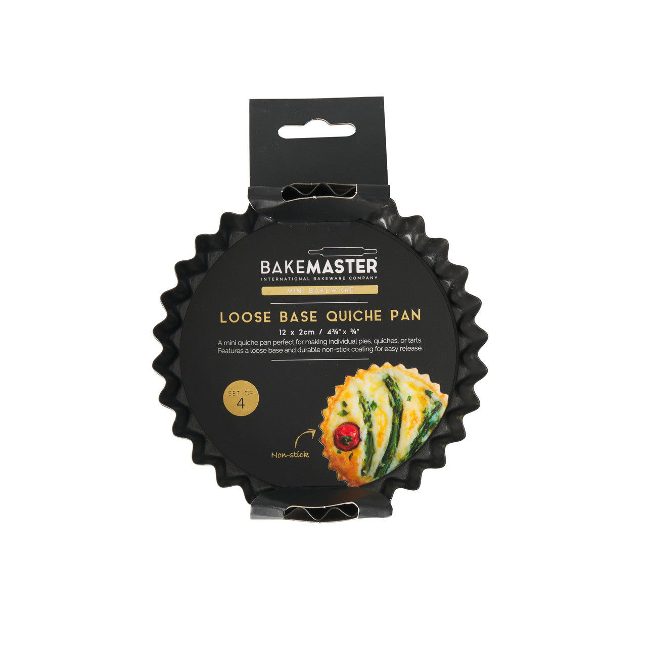 Loose Base Quiche Pan Set of 4, 12 x 2cm - Non-stick