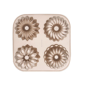 Assorted Mini Fluted Ring Cake Pan, 24 x 24 x 4.5cm - Champagne