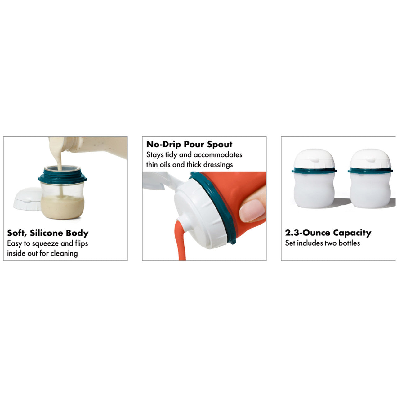 Prep & Go 2-Piece Silicone Squeeze Bottles