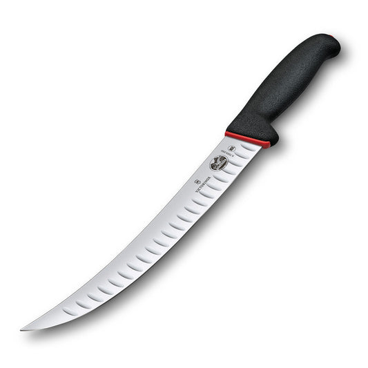 Fibrox Slaughter Knife, 25cm, Curved Narrow Blade, Fluted, Dual Grip