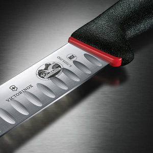 Fibrox Slaughter Knife, 25cm, Curved Narrow Blade, Fluted, Dual Grip