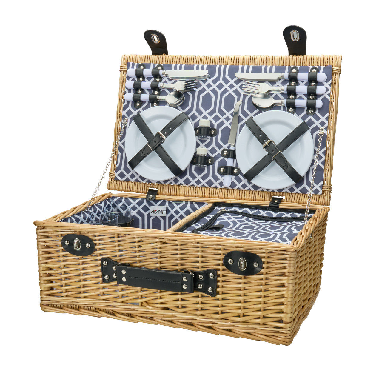 4 Person Wicker Picnic Basket