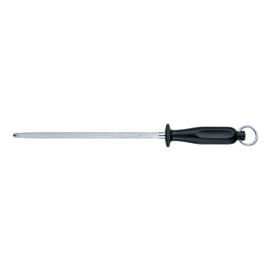 Kitchen Sharpening Steel, 25cm, Round, Middle Fine Cut - Black