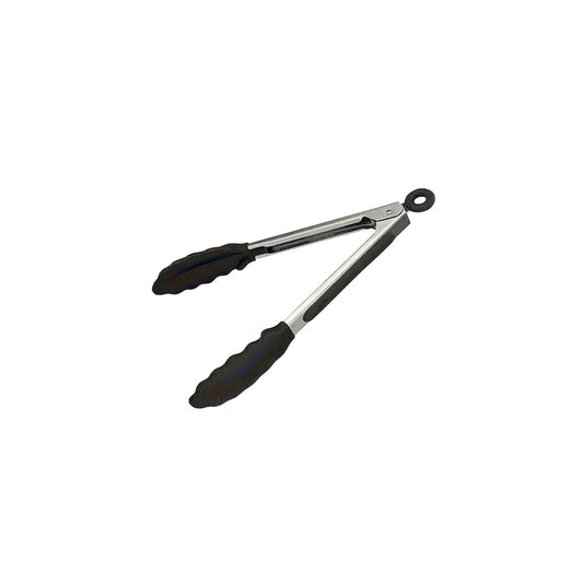 Chef Inox Stainless Steel Utility Locking Tong with Black Silicone Head - 230mm