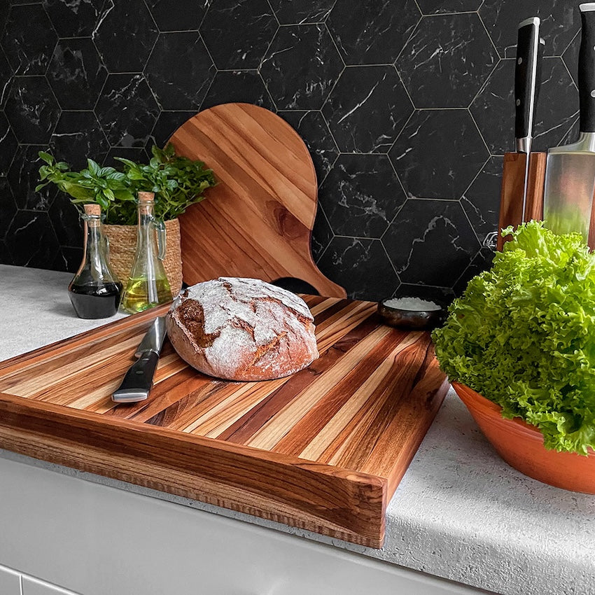 TeakHaus Teak Essential Double Sided Countertop Cutting and Serving Board 54x46x2.5cm