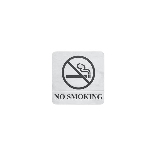 Chef Inox Stainless Steel Wall Sign "NO SMOKING" - 130x130mm, Pack of 2