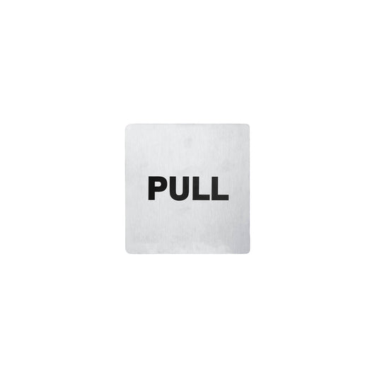 Chef Inox Stainless Steel Wall Sign "PULL" - 110x110mm, Pack of 2