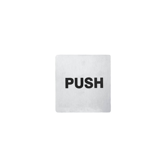 Chef Inox Stainless Steel Wall Sign "PUSH" - 110x110mm, Pack of 2
