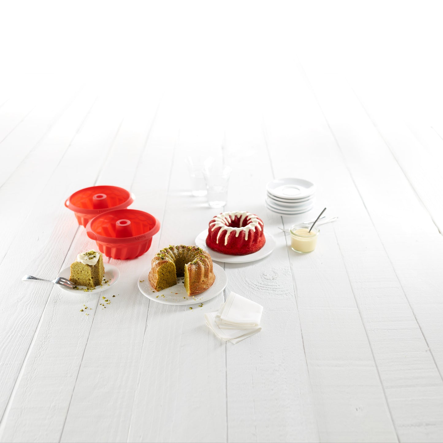 Lekue - Mini Savarin Mould Set Red 2pce