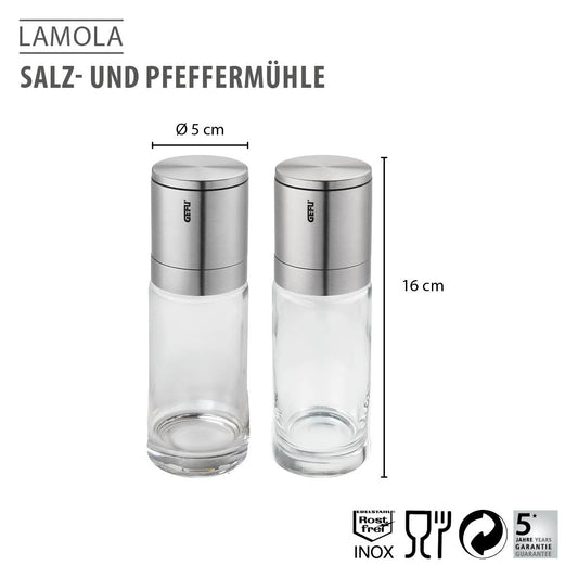 Salt or pepper mill LAMOLA, 2 pieces