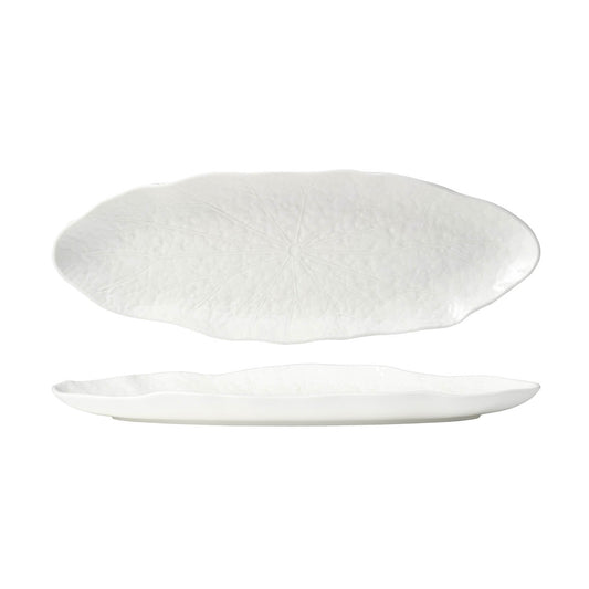 Tablekraft Fusion Lotus Oval Flared Plate - 388mm, White , Box of 4