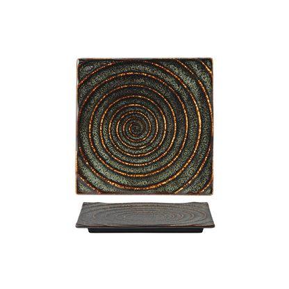 Tablekraft Fusion Square Tile Plate - 256mm, Patina , Box of 4