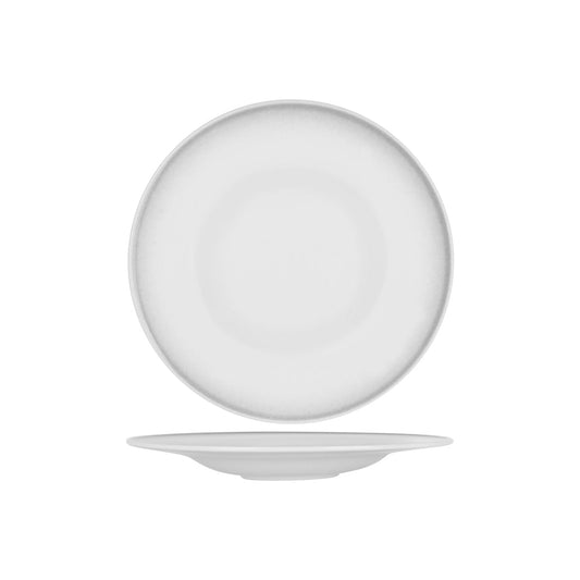 Tablekraft Bistro Round Plate With Rim 300mm Frosted Steel (Box of 2) - Kitchenly