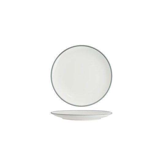 Tablekraft Core Round Coupe Plate - White/Grey Rim, 200mm, Box of 6