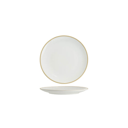 Tablekraft Core Round Coupe Plate - White/Natural Rim, 200mm, Box of 6