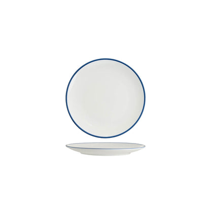 Tablekraft Core Round Coupe Plate - White/Royal Blue Rim, 200mm, Box of 6