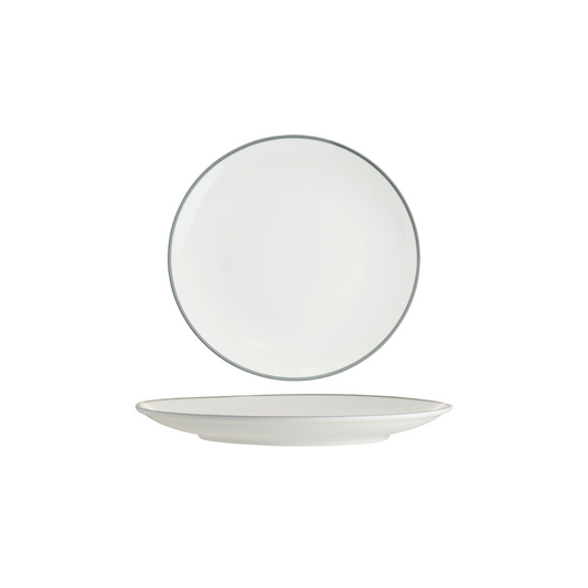 Tablekraft Core Round Coupe Plate - White/Grey Rim, 225mm, Box of 6