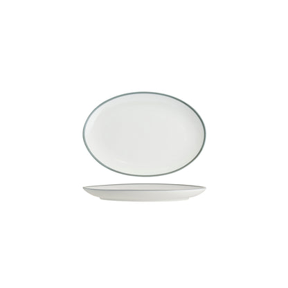 Tablekraft Core Oval Coupe Plate  - White/Grey Rim, 230x165x22mm, Box of 6