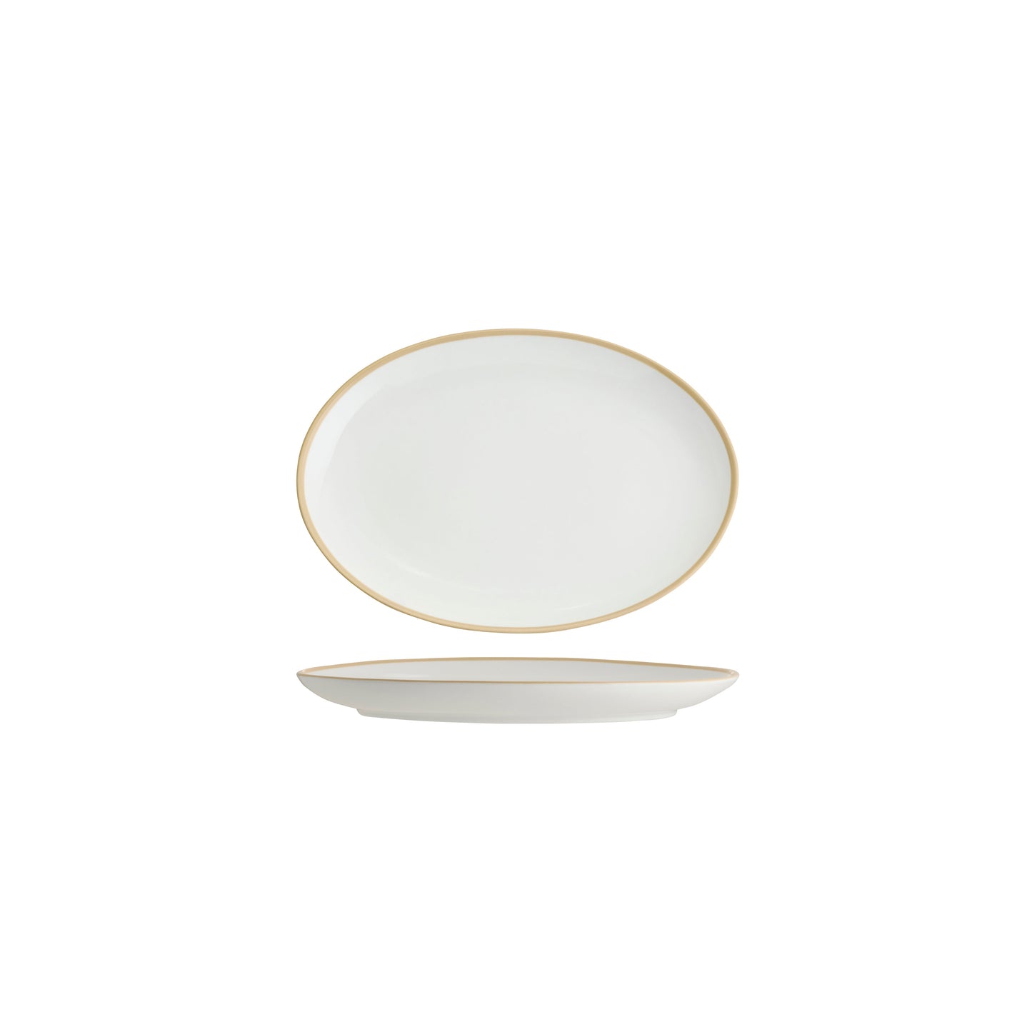 Tablekraft Core Oval Coupe Plate  - White/Natural Rim, 230x165x22mm, Box of 6