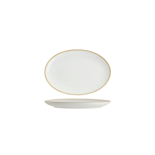 Tablekraft Core Oval Coupe Plate  - White/Natural Rim, 230x165x22mm, Box of 6