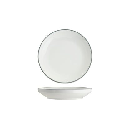 Tablekraft Core Round Bowl Walled Lip - White/Grey Rim, 230x43mm, Box of 4