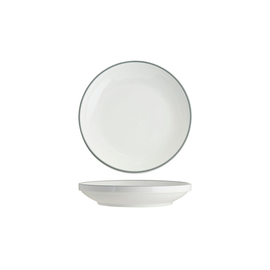 Tablekraft Core Round Bowl Walled Lip - White/Grey Rim, 230x43mm, Box of 4