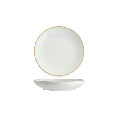Tablekraft Core Round Bowl Walled Lip - White/Natural Rim, 230x43mm, Box of 4