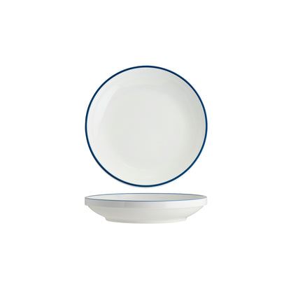 Tablekraft Core Round Bowl Walled Lip White/Royal Blue Rim, 230x43mm , Box of 4
