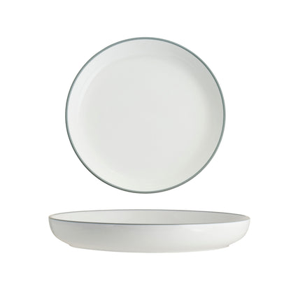 Tablekraft Core Walled Lip Round Plate -  White/Grey Rim, 200x23mm, Box of 4