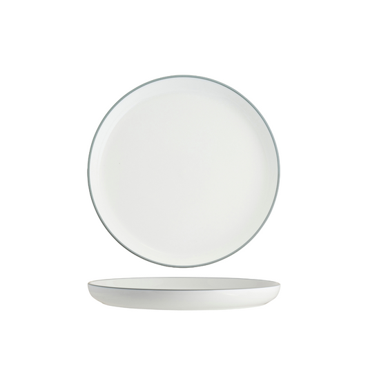 Tablekraft Core Walled Lip Round Plate -  White/Grey Rim, 270x26mm, Box of 3