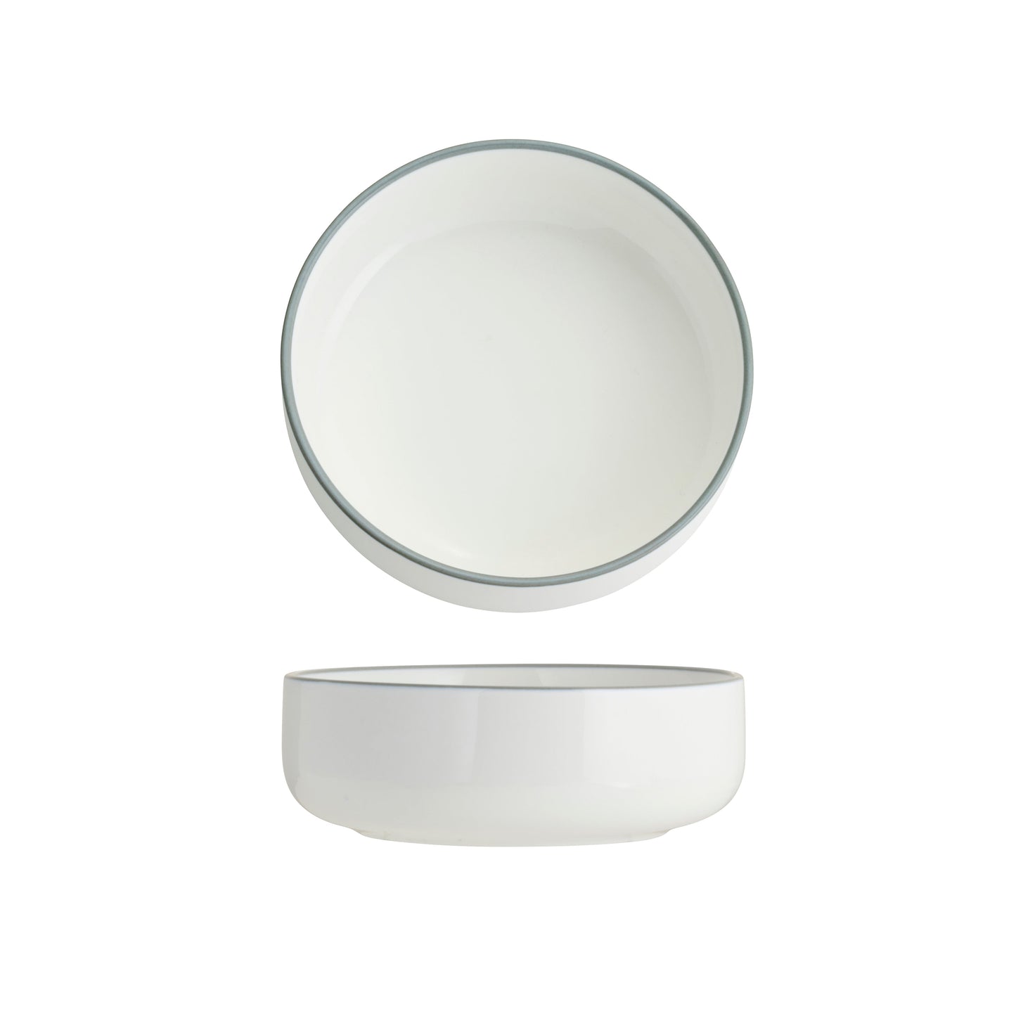 Tablekraft Core Round Deep Bowl - White/Grey Rim, 130x45mm, Box of 6