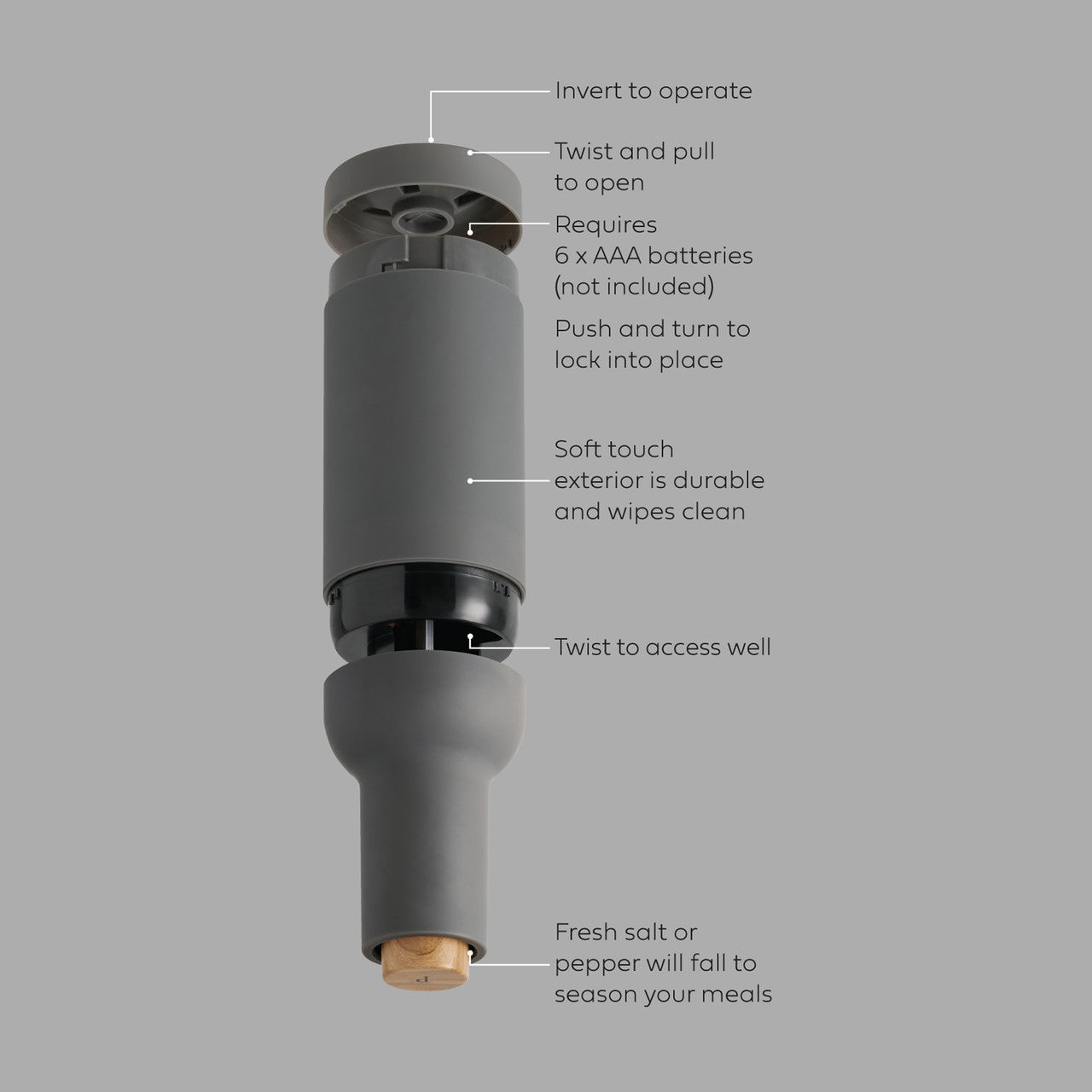 Electric Gravity Salt and Pepper Mill Set Monochrome