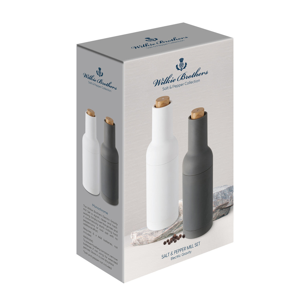 Electric Gravity Salt and Pepper Mill Set Monochrome