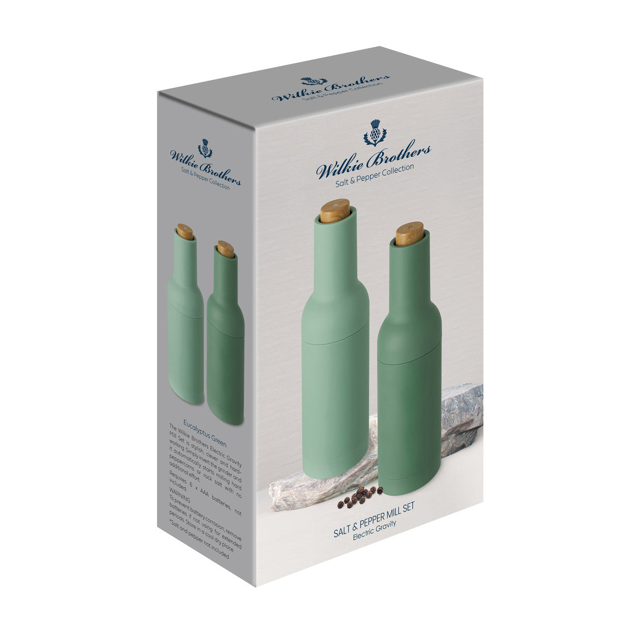 Electric Gravity Salt and Pepper Mill Set Eucalyptus Green
