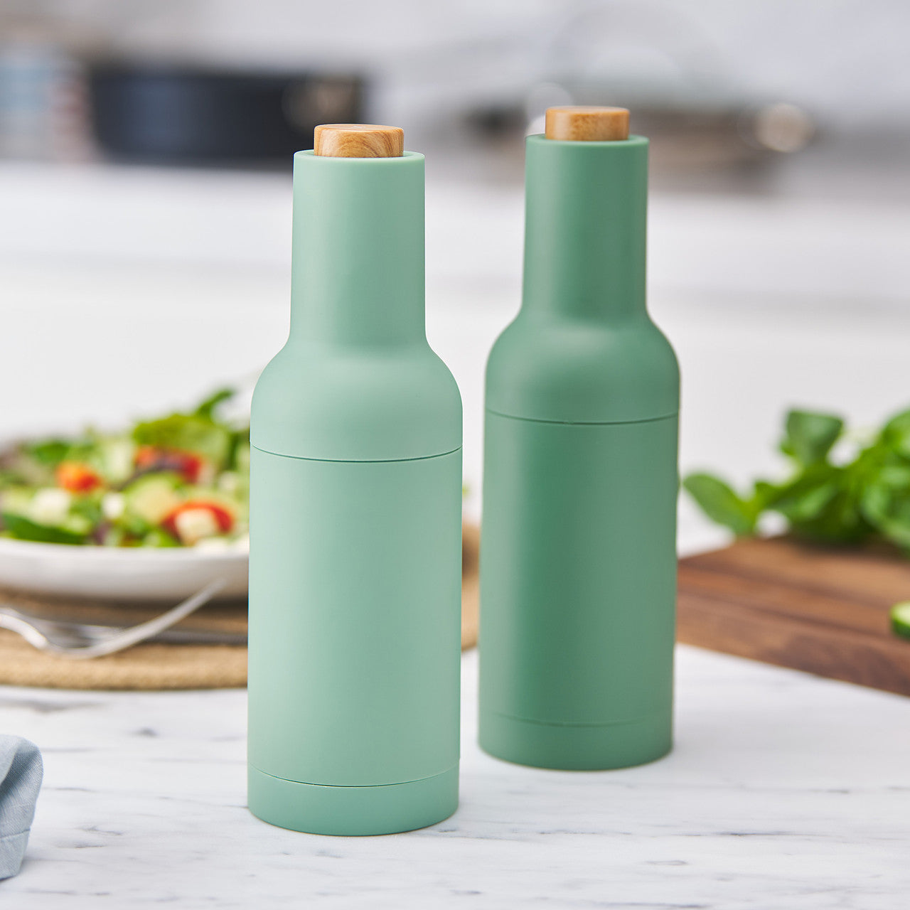Electric Gravity Salt and Pepper Mill Set Eucalyptus Green