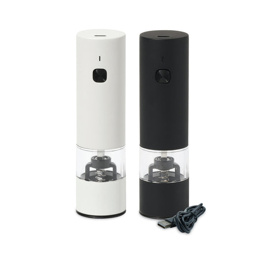Electric Rechargable Salt and Pepper Mill Set, Black and White Matte - 17ml